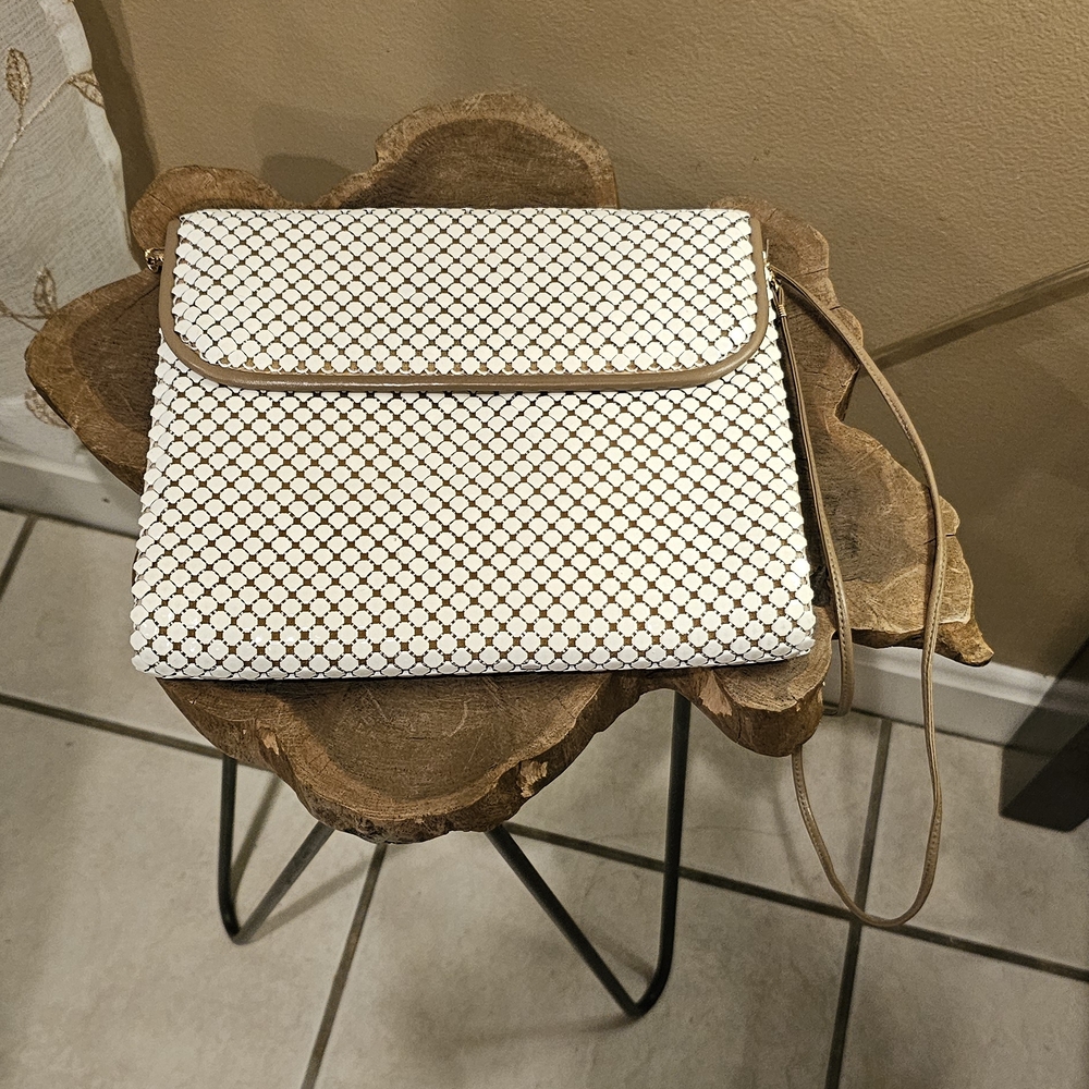 Whiting & Davis White and Tan Clutch